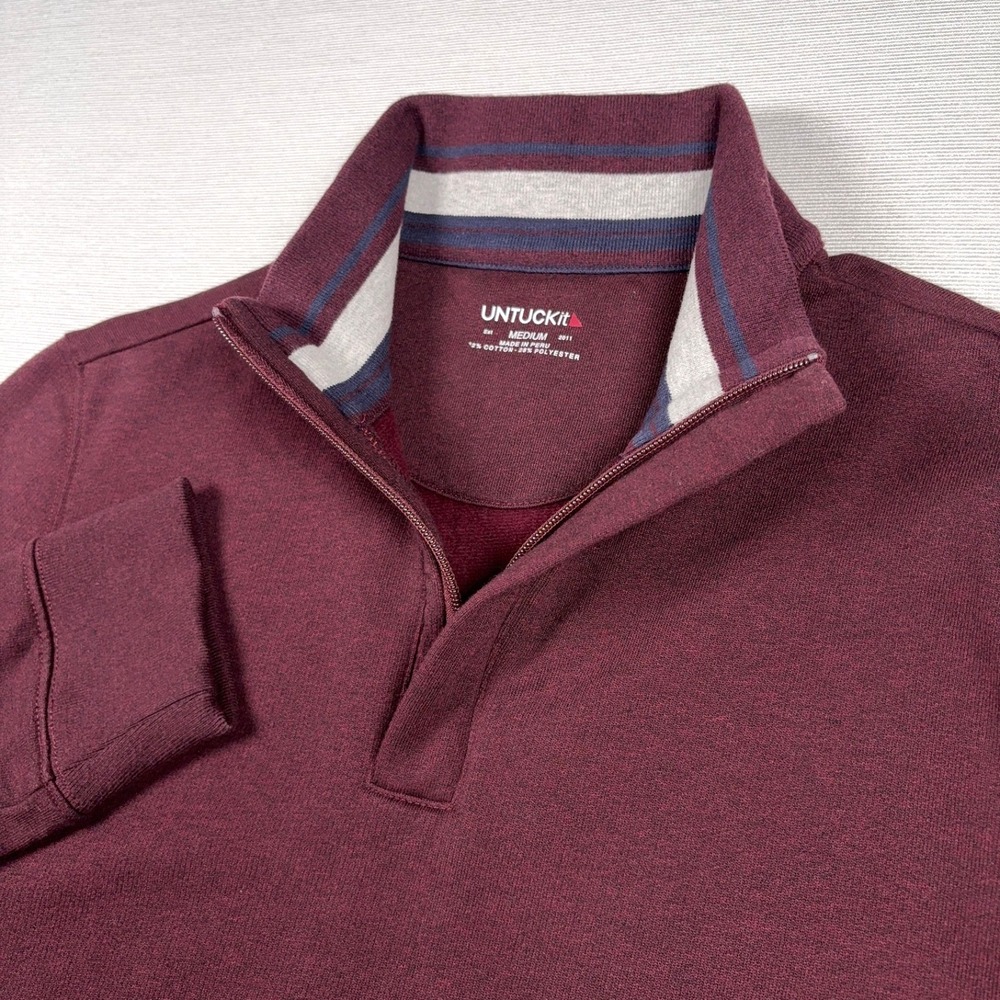 Untuckit Corral 1/4 Zip Pullover Mens Size M Dark Red Cotton Polyester